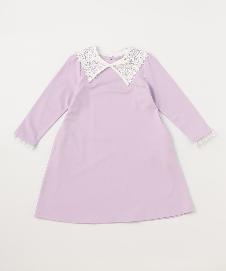 レース襟付き ポンチ ワンピース(100-130cm)（98-07OG01-204