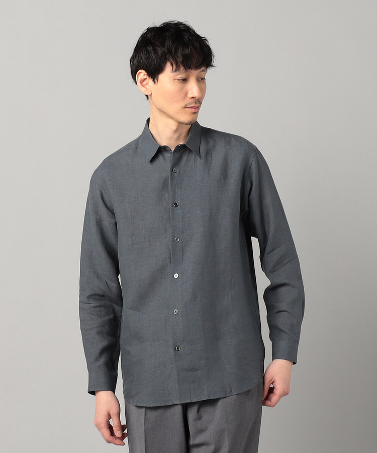 LIBECO社〕ベルギーリネンブロード レギュラーカラーシャツ（07-19IK02