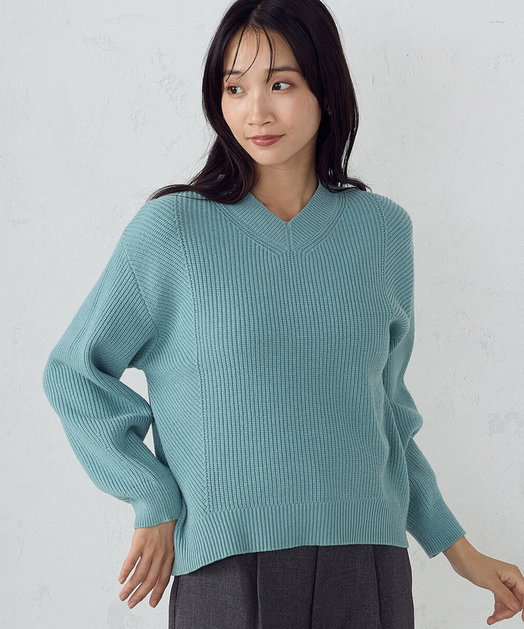 ミドルゲージ 畦Vネックニット（12-77KI11-204）｜コムサイズム