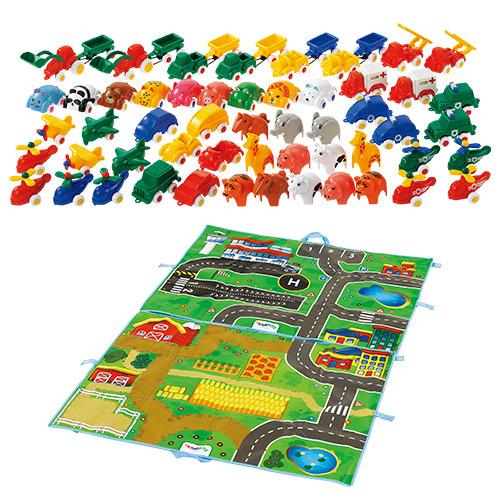 たっぷり乗り物＆プレイマットセット（A）エアポート＆ファームセット