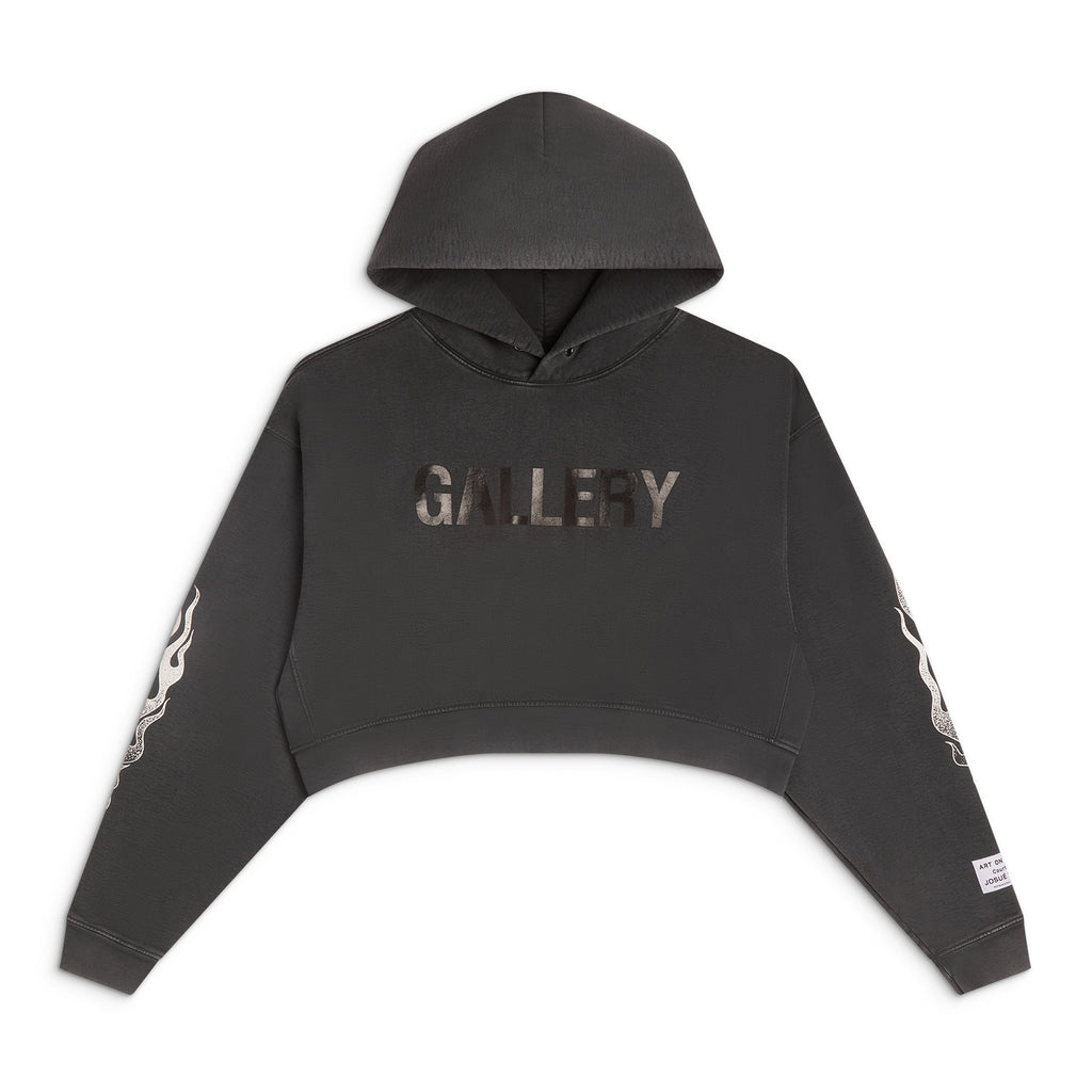 GALLERY DEPT. WOMEN'S CROPPED FLAMES HOODIE | WASHED BLACK