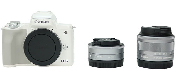 キヤノン ミラーレス一眼カメラ EOS Kiss M ホワイト ダブルレンズ