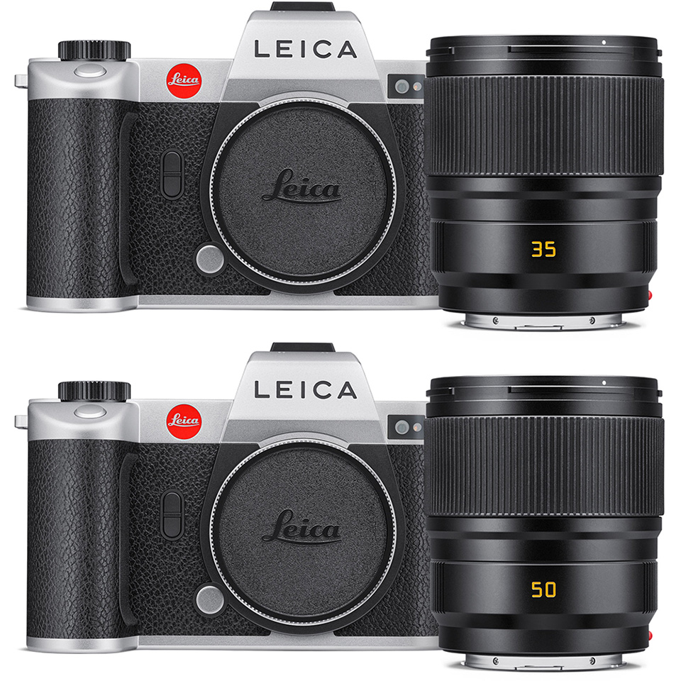 クラシックな佇まいの「ライカSL2 シルバー」に2種類の単焦点レンズ