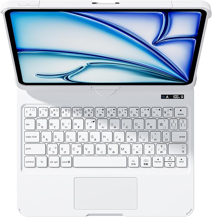 ipad用キーボード付きケース [日本語配列]バックライト付き、360°回転