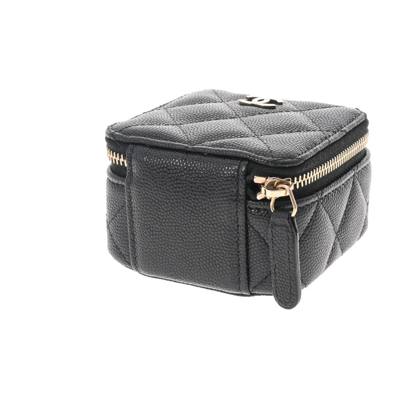 シャネルジュエリーポーチ 黒 シルバー金具 ユニセックス キャビア