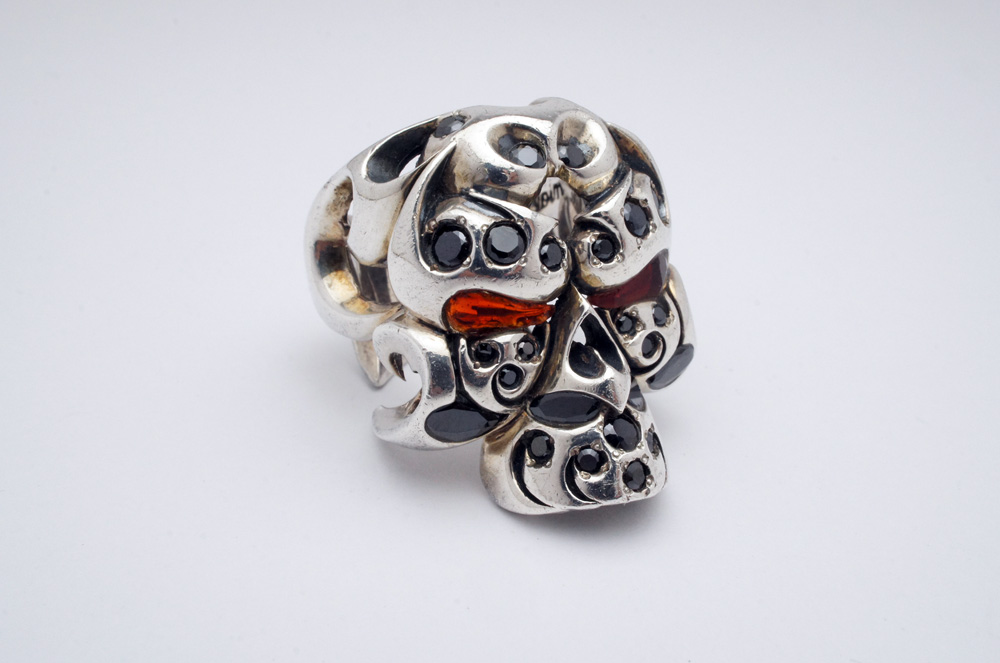 テンダーロインボルネオスカルリング ブラックダイヤ入りTENDERLOIN