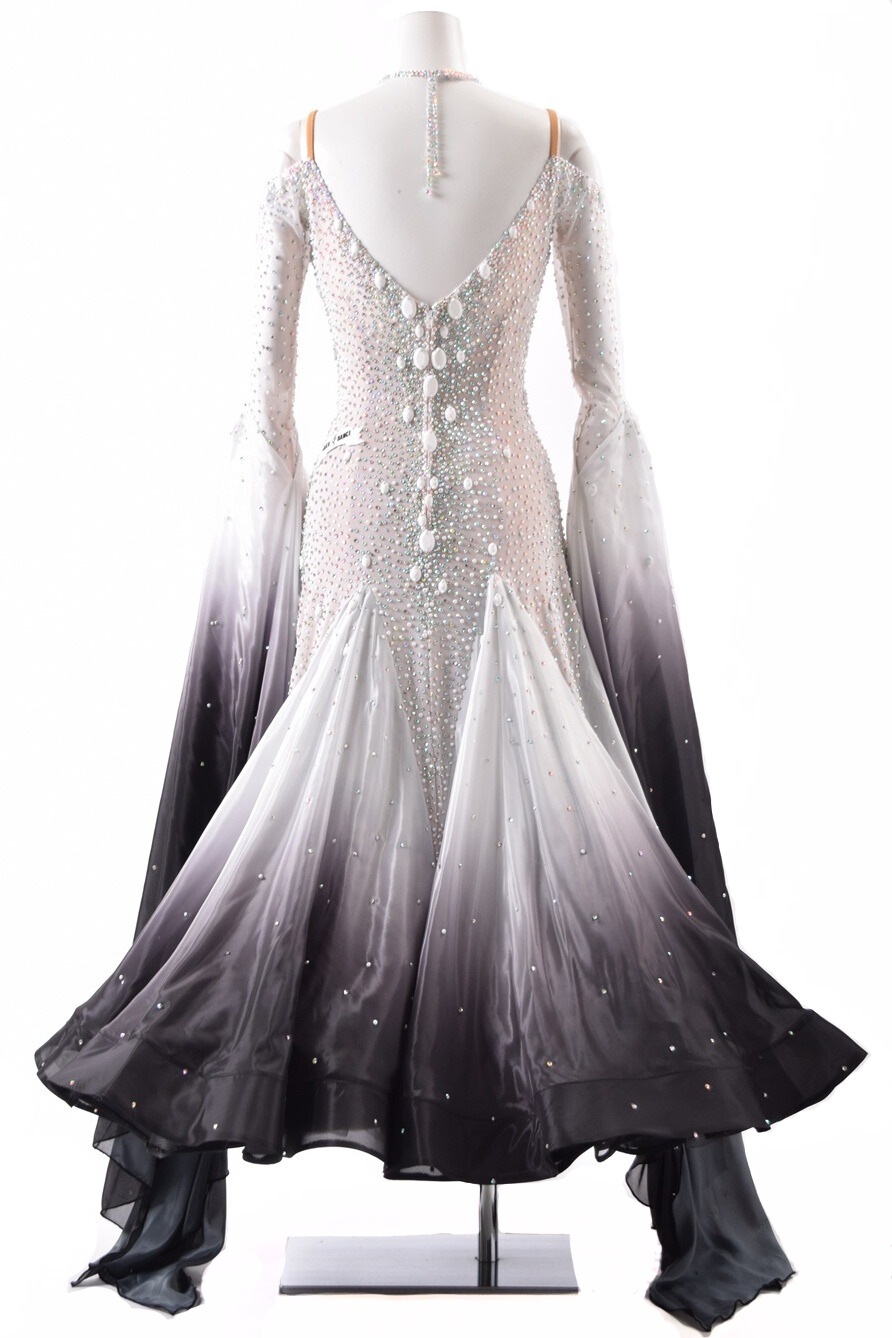 スタンダードドレス WS0715D ホワイト/ブラック S 社交ダンス モダン