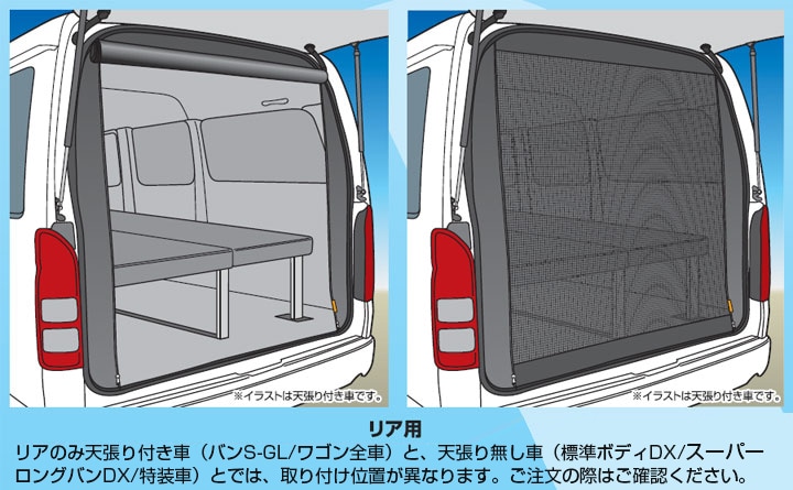 ハイエース 防虫ネット（虫除けネット） 一台フルセット