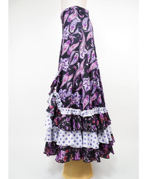 フラメンコファルダ デザインファルダ ブラック×パープル 【フラメンコ