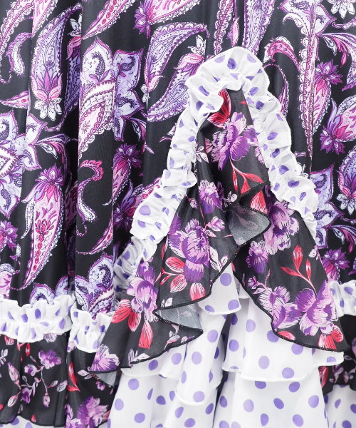 フラメンコファルダ デザインファルダ ブラック×パープル 【フラメンコ