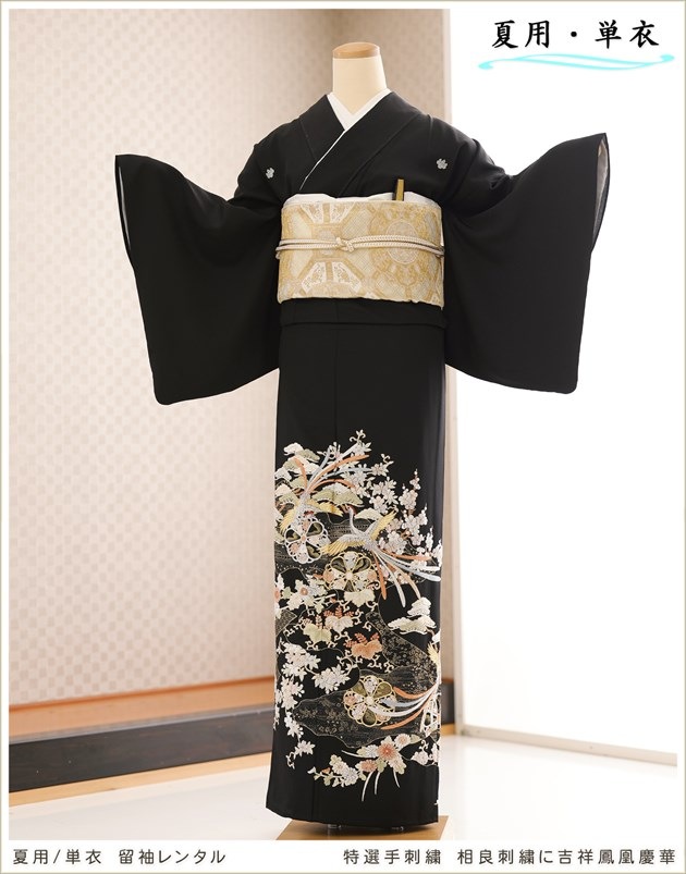 相良手刺繍タイプ夏用単衣留袖レンタル結婚式の母親用｜最高級の