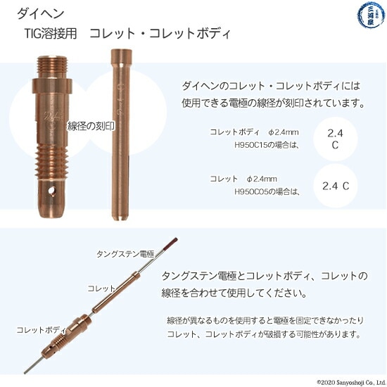 ダイヘン ( DAIHEN ) コレット φ 2.4 mm H21B16 4ツ割 TIG 溶接