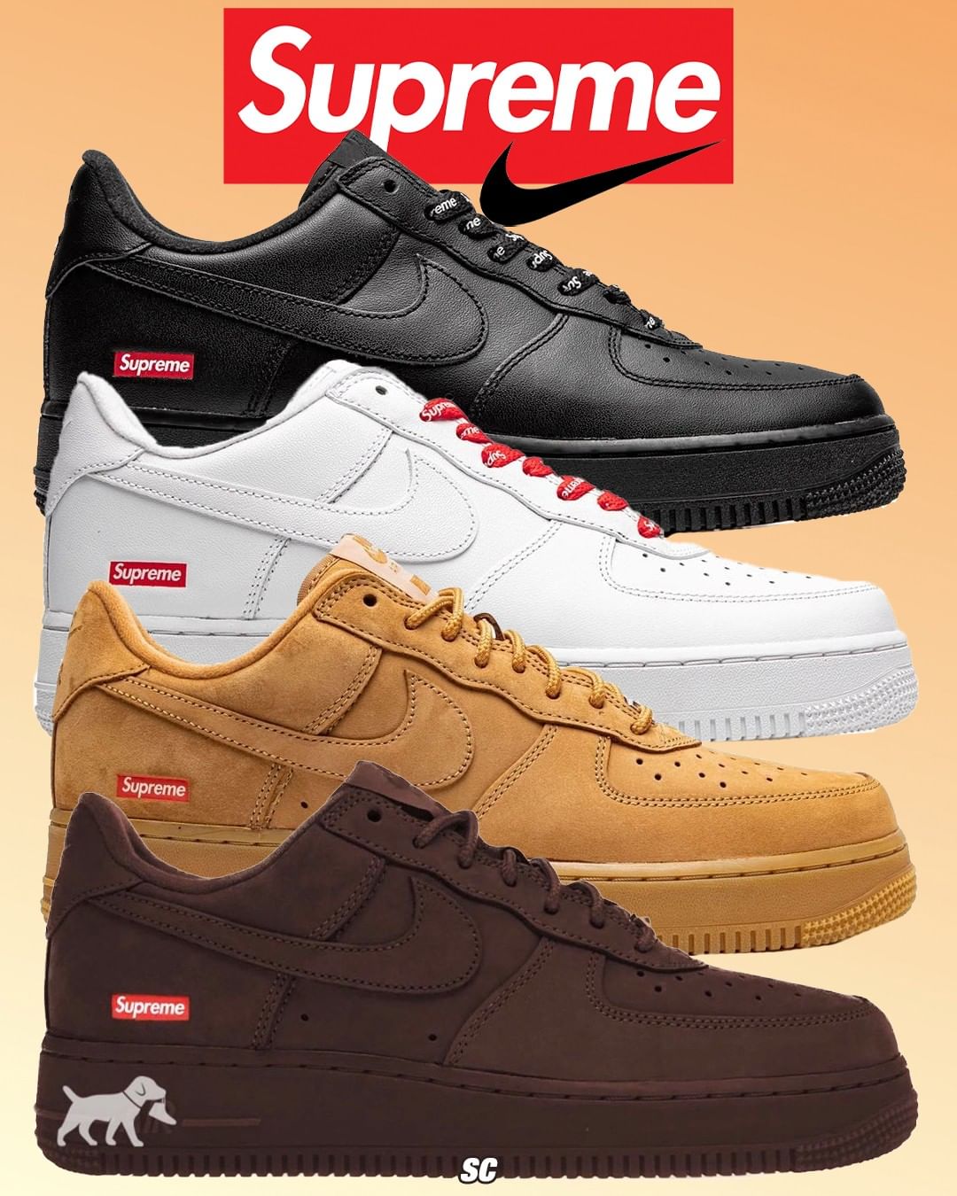 Supreme × NIKE AIR FORCE 1 LOW BROWNが11/4 Week11 23AW 23FWに発売