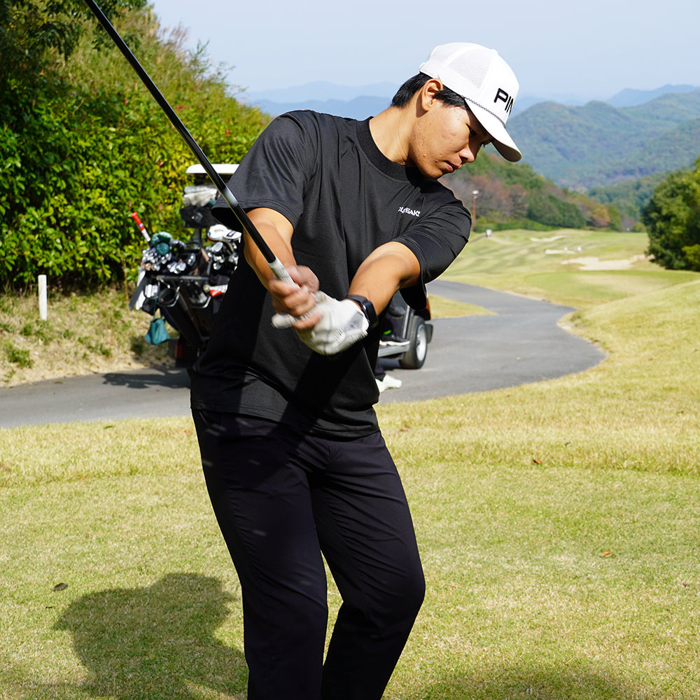 ゴルフフリークス】Mockneck logo sleeve shirts(モックネックロゴ半袖