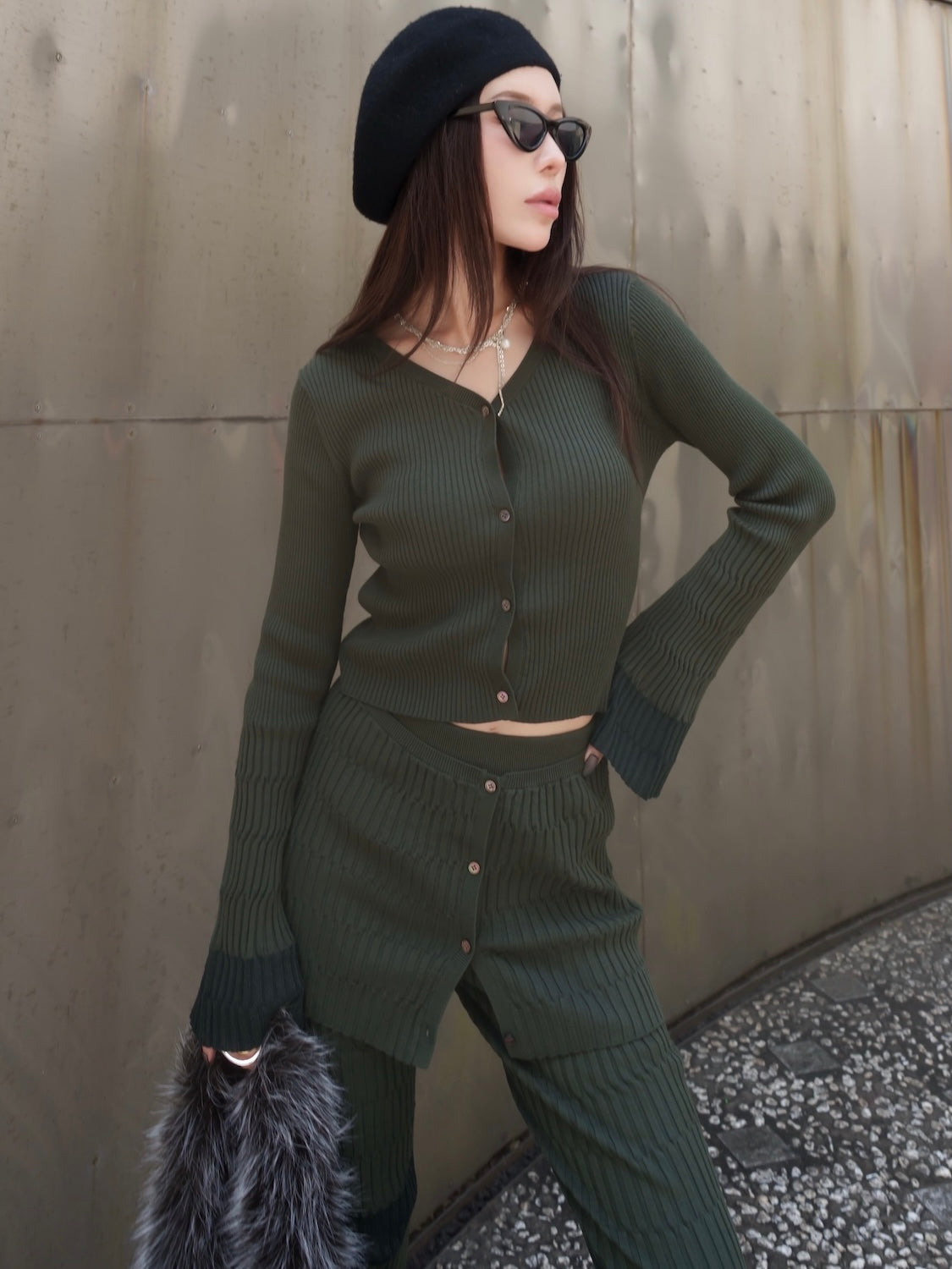 Multi シアー Ribニット セットアップ