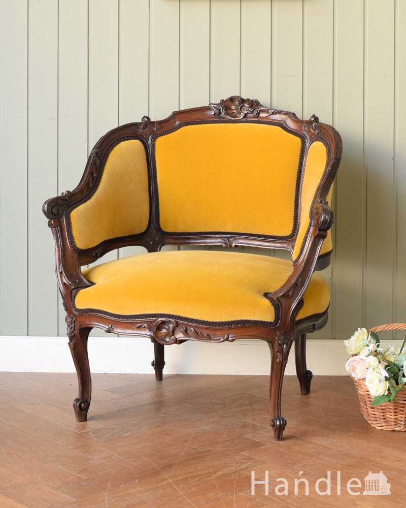 フランスで見つけた優雅なアンティークサロンチェア(q-336-c