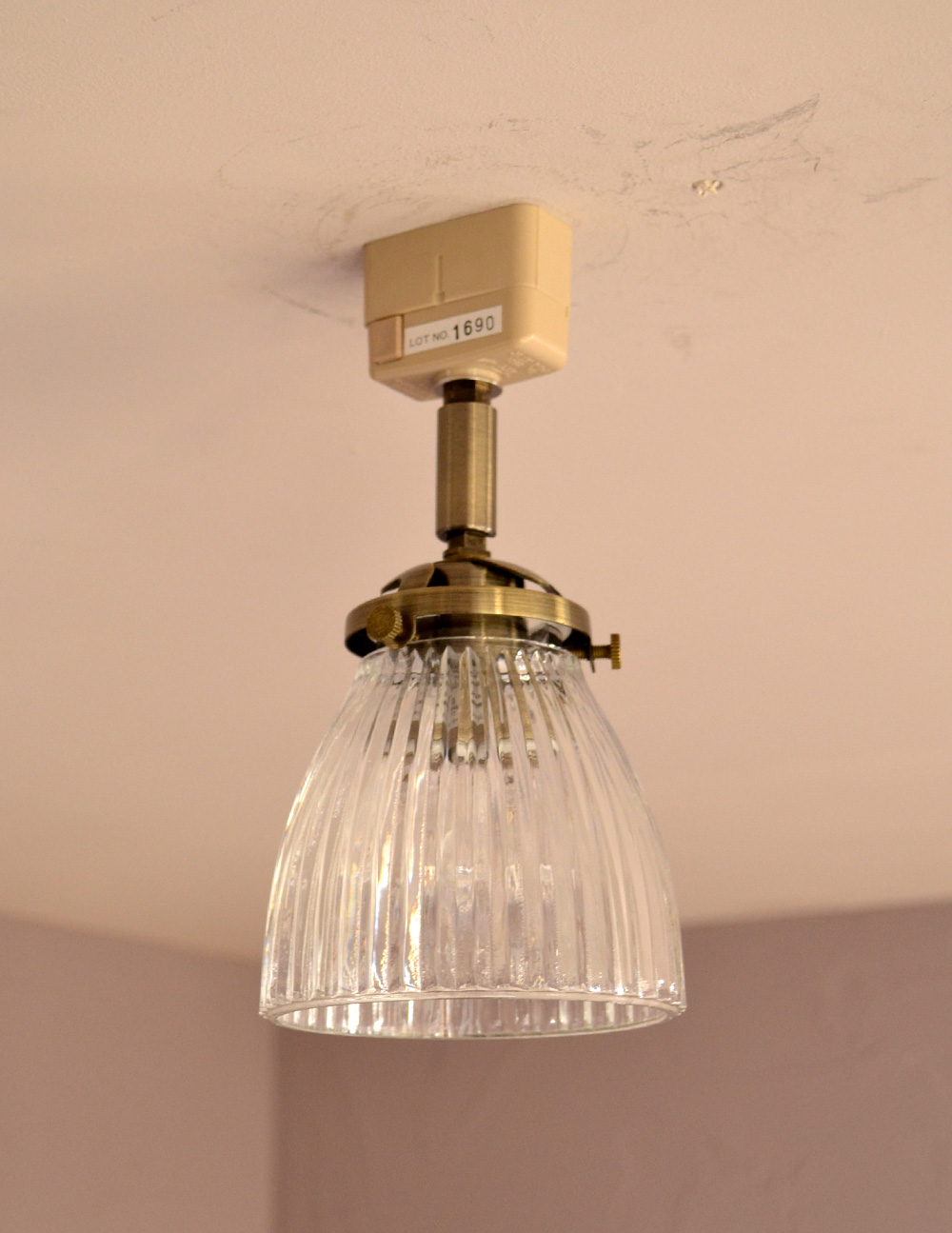 ストライプガラスのアンティーク風シーリングライト（電球セット）(pl