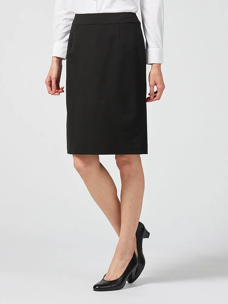 ウォッシャブル】ポケット付タイトスカート ストレッチ ネイビー