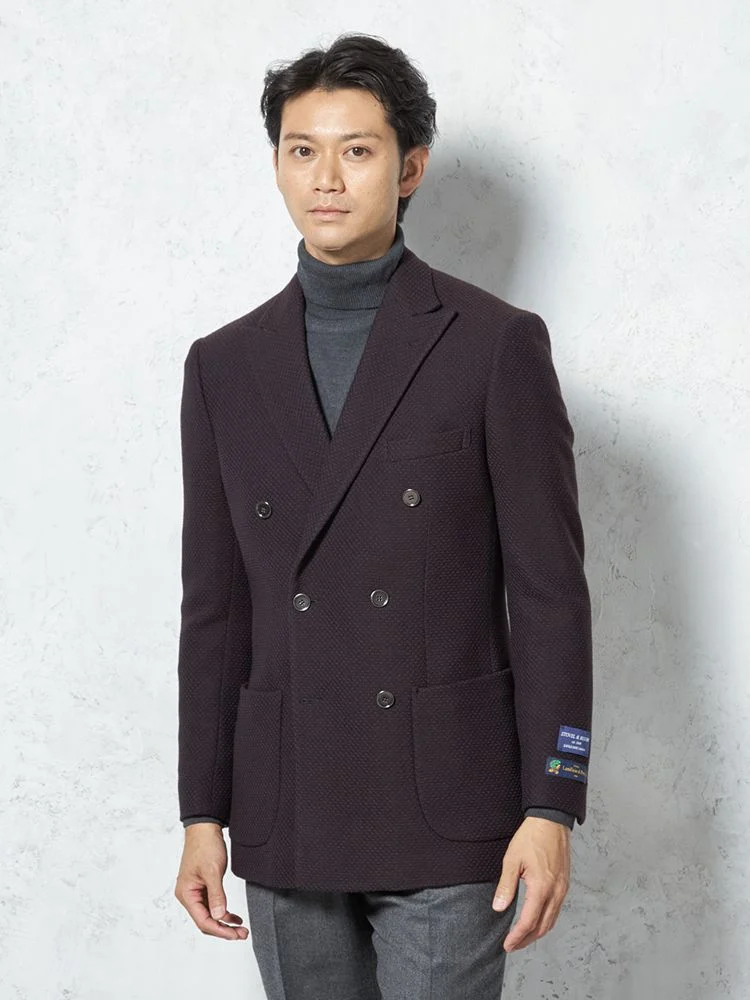 ネイビー 【ウール100％】ジャケット ダブル Lanificio di Pray