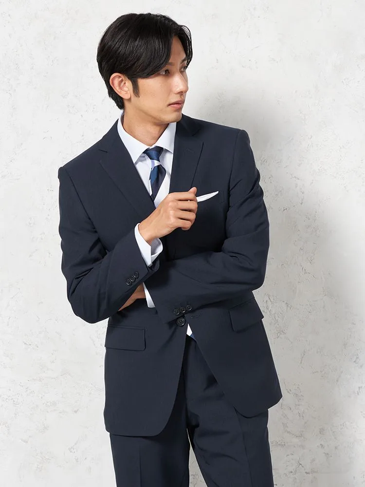 スーツ 2つボタン【WEB限定】上下ウォッシャブル ネイビー ストライプ