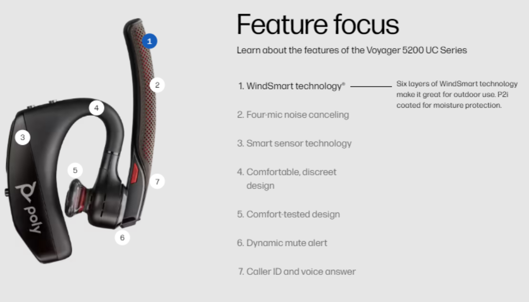 Poly Voyager 5200 UC Bluetooth Headset - 7K2F3AA