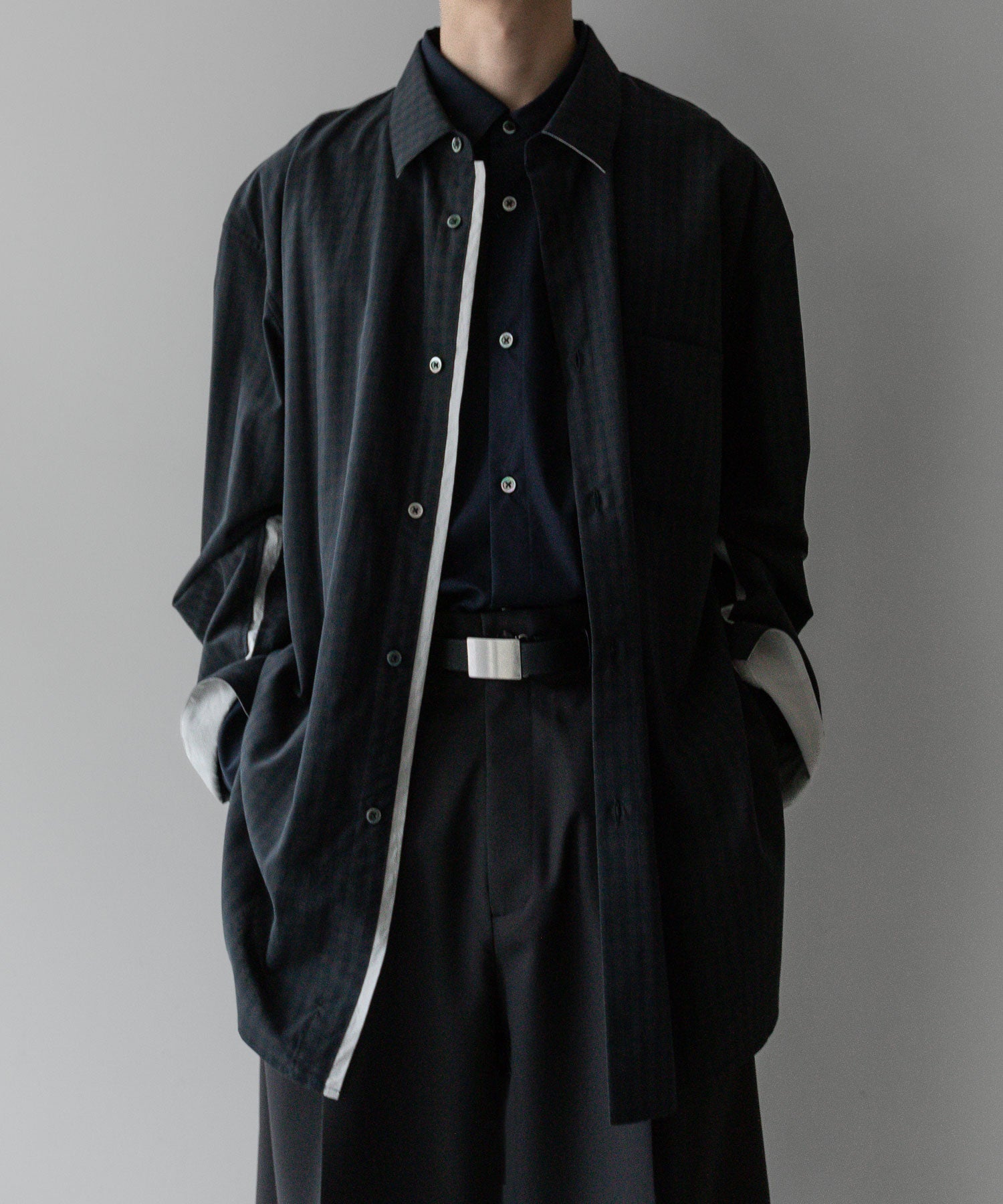 stein / シュタイン】OVERSIZED LAYERED SHIRT - GINGHAM( CHARCOAL