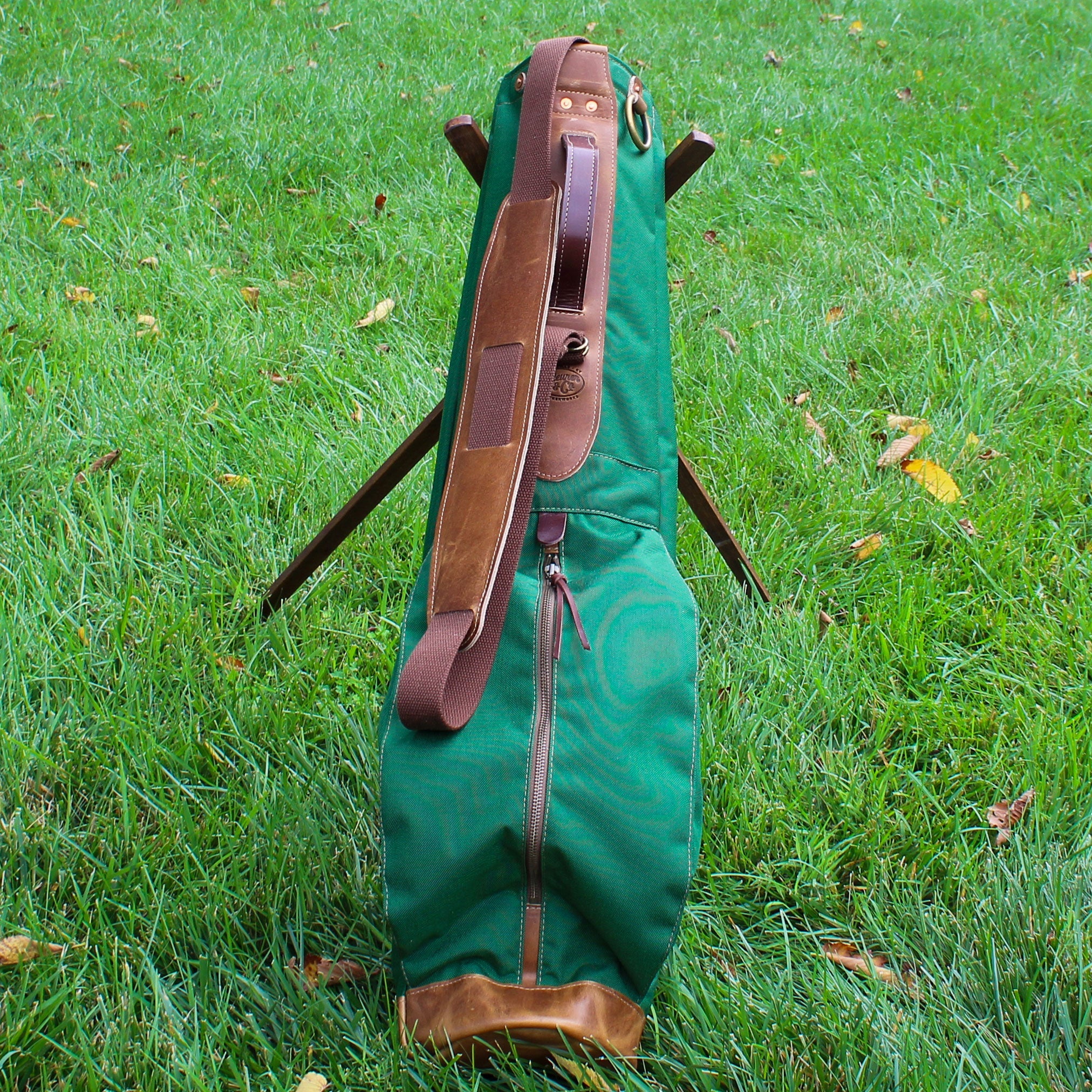 Forest Green Cordura/Brown/English Tan Leather Trim Sunday Golf