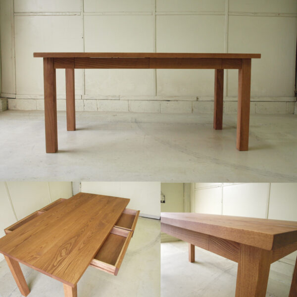 ダイニングテーブル026 180×73×80 無垢引出6人シンプルモミの木