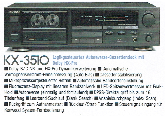 KENWOOD ステレオカセットデッキ KX-3510美品】KENWOOD カセットデッキ