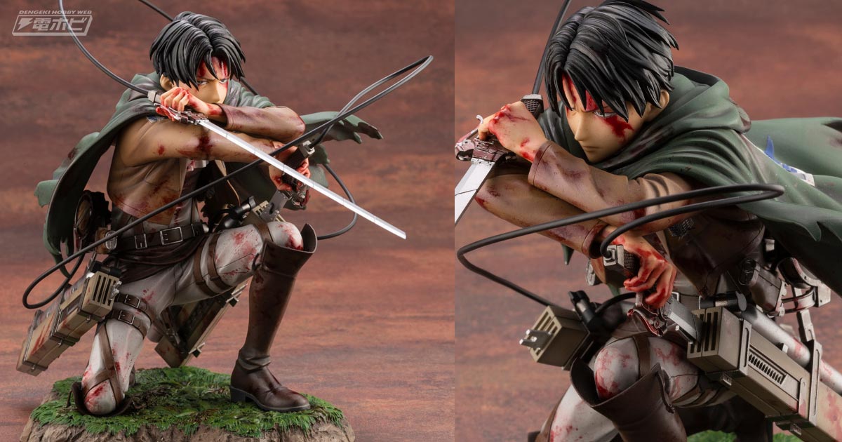 進撃の巨人』傷つき膝をつきながらも鋭く敵を睨むリヴァイのフィギュア
