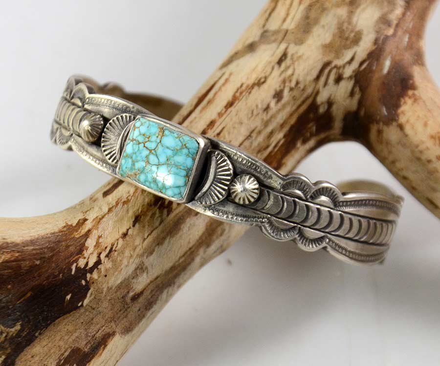 Don Platero Navajo Silver Bracelet Kingman Turquoise | Hoel's Sedona