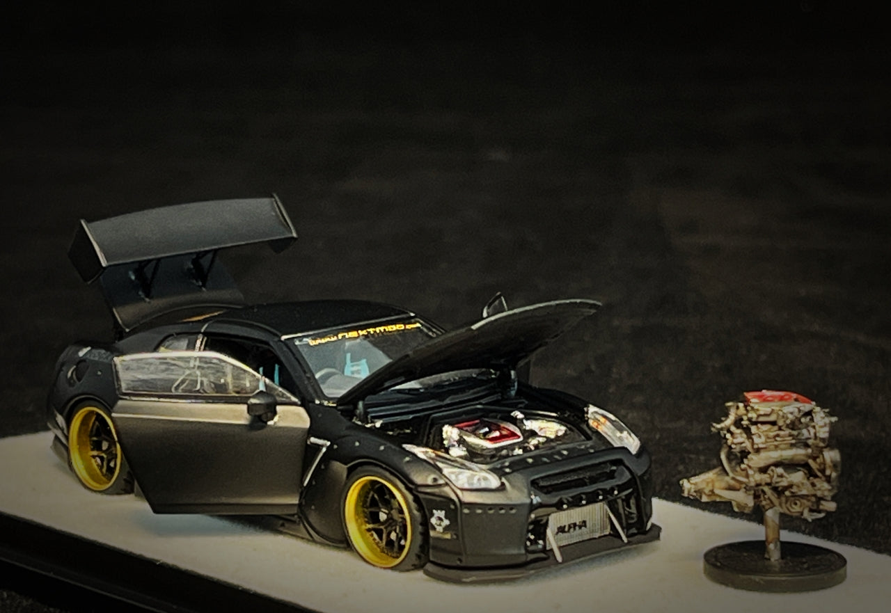 PGM 1:64 Nissan GT-R (R35) - Rocket Bunny Matte Black (2 Versions