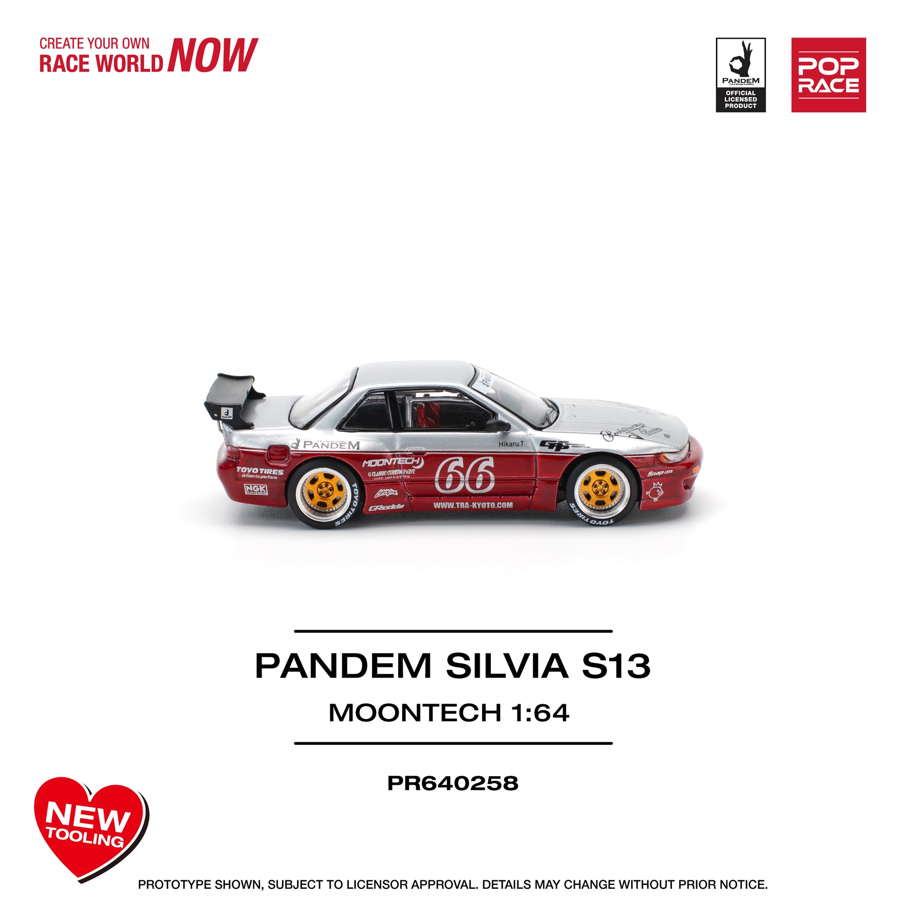 Preorder] POPRACE 1:64 Panden Silvia S13 - Moontech Red PR640258