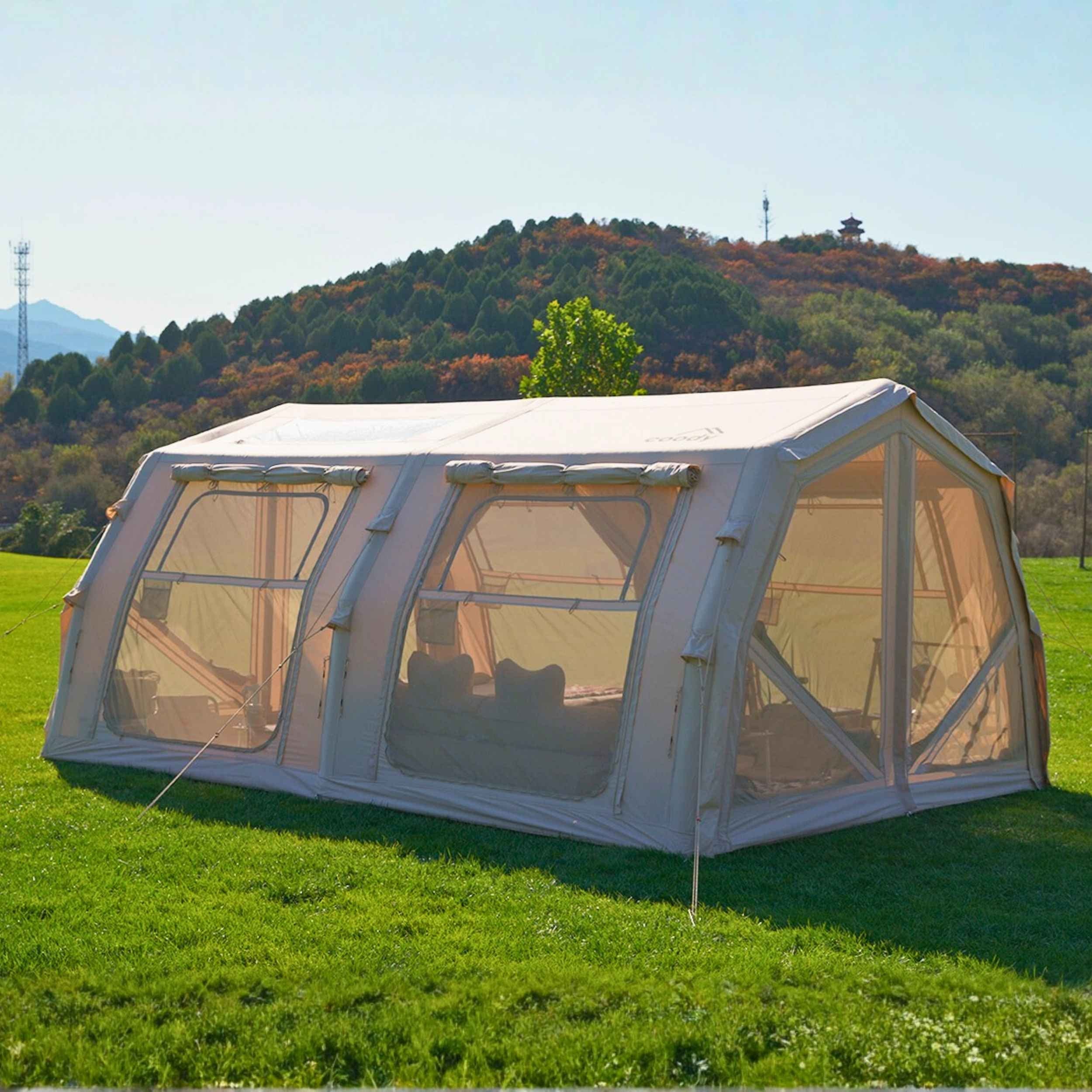 Coody Familia AirTent 17.2 Pro Beige- Inflatable Tent for Camping