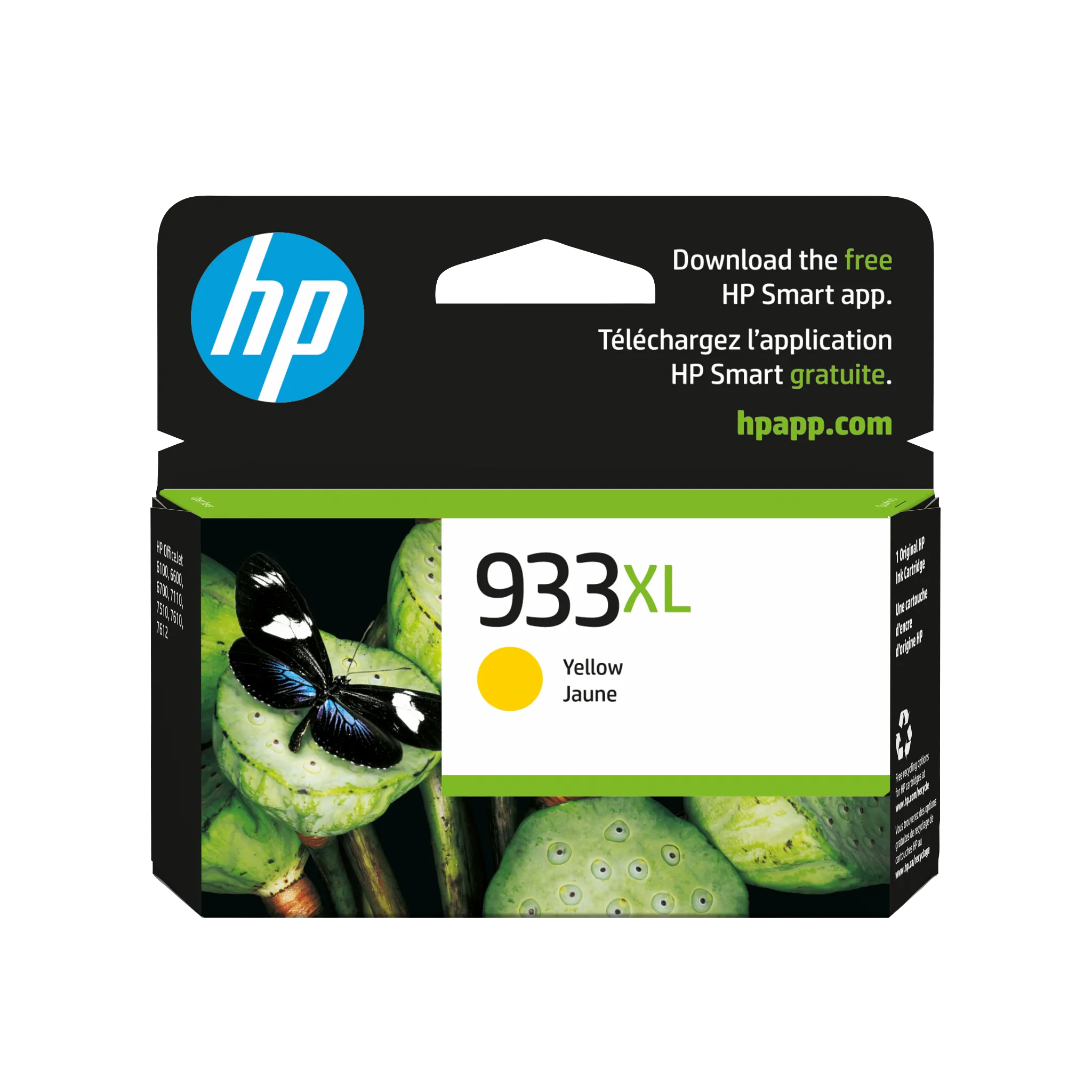 HP® 933XL High Yield Yellow Original Ink Cartridge (CN056AN#140)