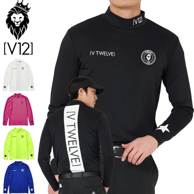 V12 ゴルフ メンズ 長袖 モックネック シャツ VER LOGO L/S MOCK