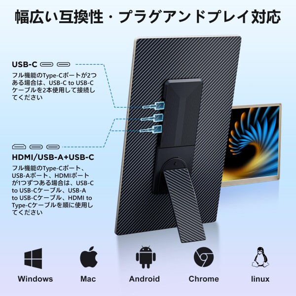 Laptomo トリプルモニター 15.6インチ FHD 1080P デュアルモバイル