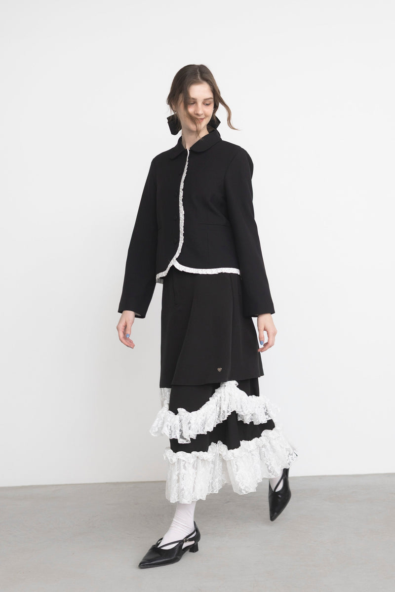 asymmetry lace frill skirt – idem