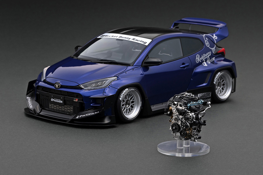 IG2903 1/18 PANDEM GR YARIS (4BA) Blue Metallic With Engine | LINE