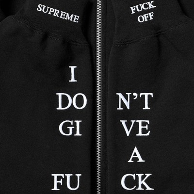 Supreme IDGAF Zip Up Hooded Sweatshirt Black | eBay