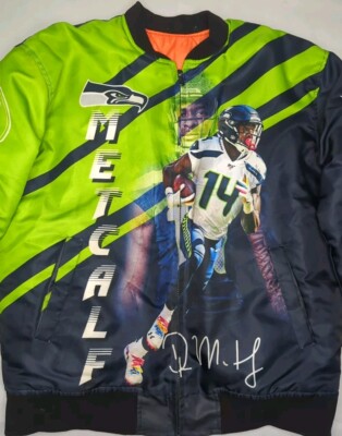 Seattle Seahawks DK Metcalf Bomber Varsity Jacket Mens LARGE XL