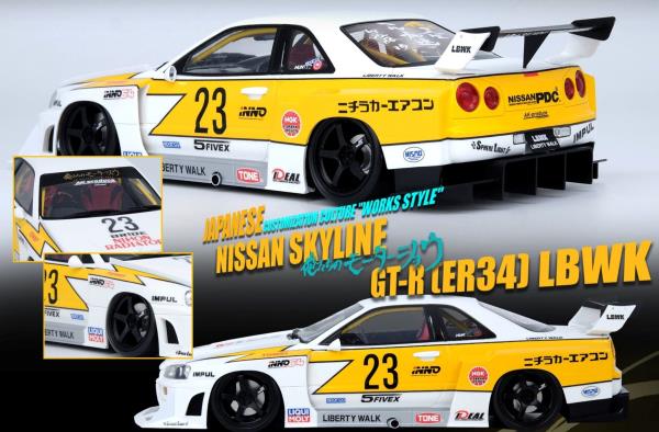 1:18 LBWK Nissan E-R34 Super Silhouette Skyline GTR -- White