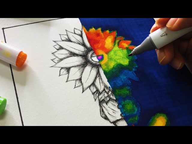 Ohuhu】1本45円のイラストマーカーで向日葵くんをサーモグラフィー風に