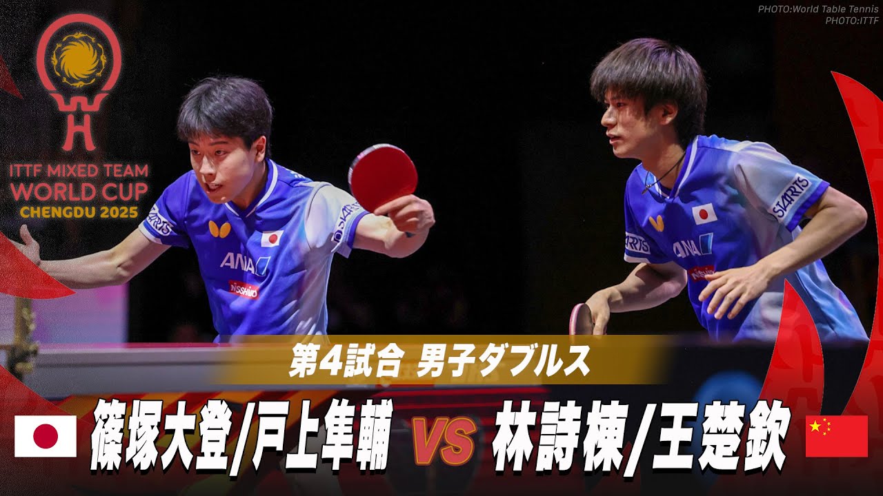 第4試合】篠塚大登/戸上隼輔 vs 林詩棟/王楚欽｜ITTF混合団体ワールド