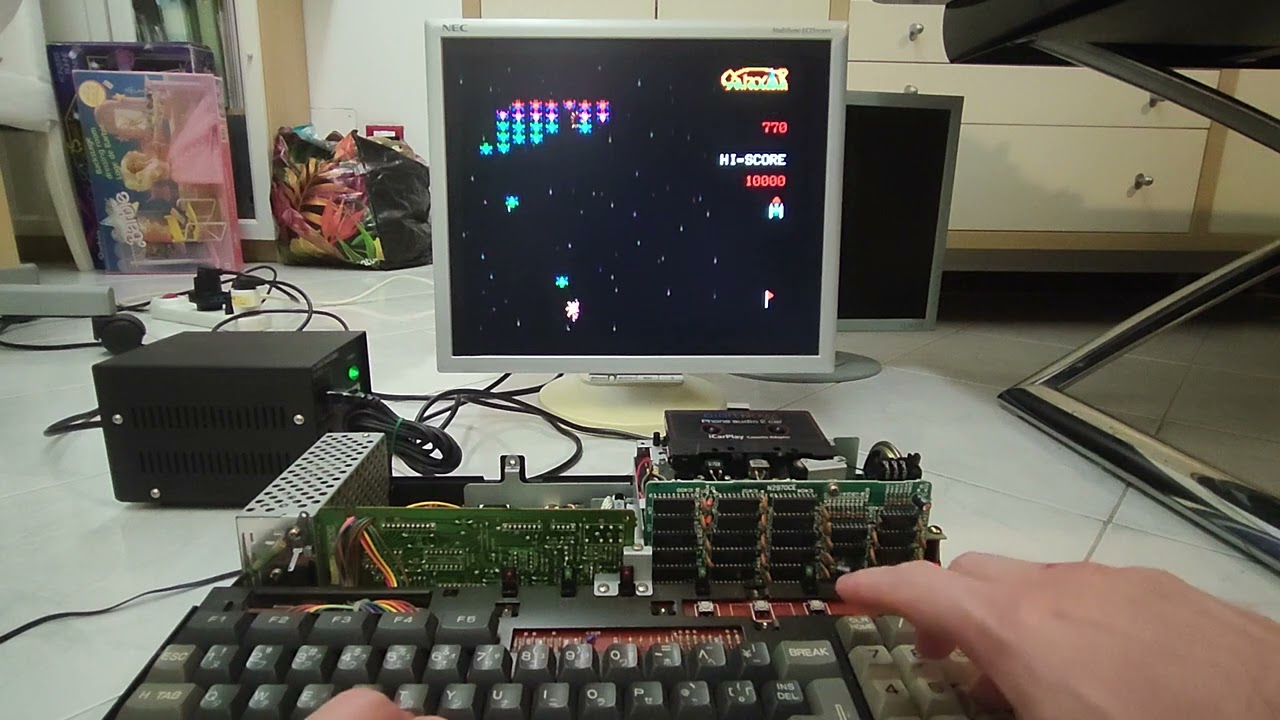 Sharp x1 cz-801-C Galaxian dempa on real hardware - YouTube