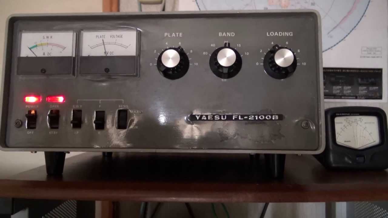 FL-2100Bヤエス真空管リニアアンプ200W減力仕様送信試験 - YouTube