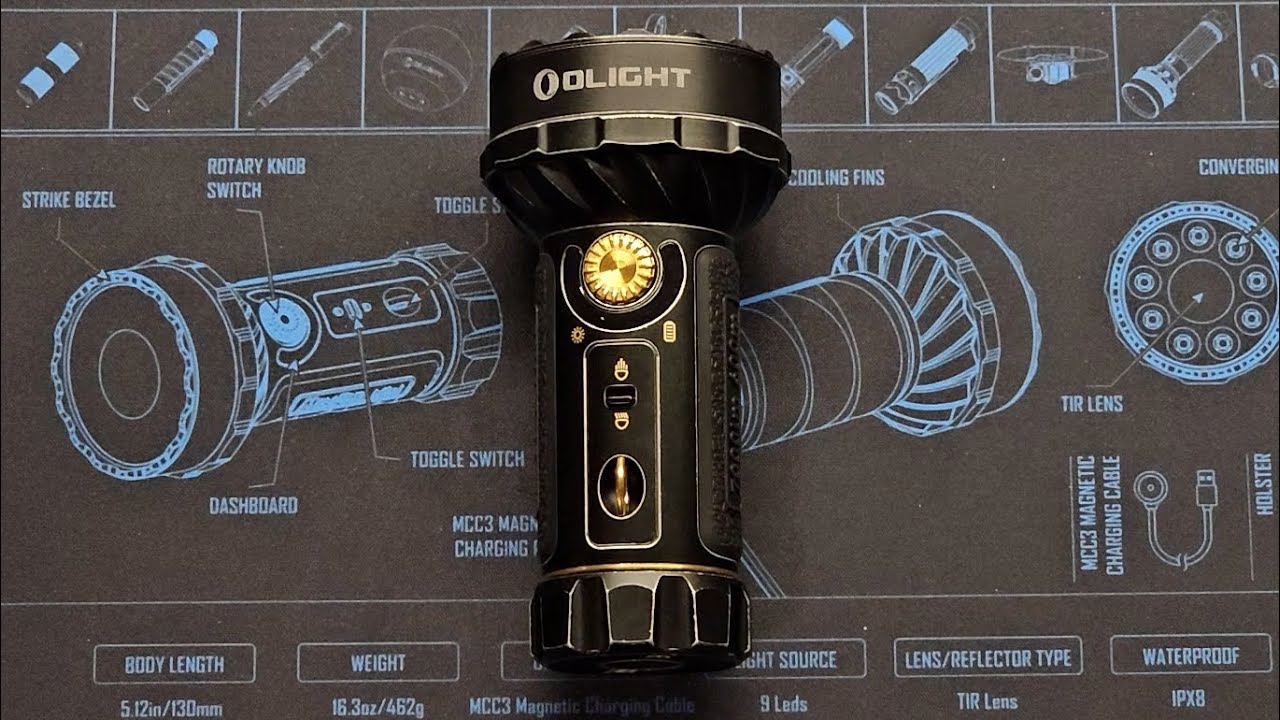 Olight Marauder Mini Black Stonewash Flashlight Unboxing - YouTube