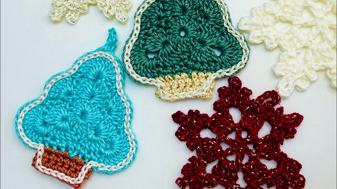 かぎ針編み 飾りモチーフ クリスマス🎄ツリーの編み方 - YouTube