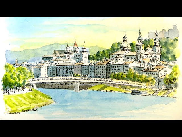 ヨーロッパの街並みはペンが生きる ／ ザルツブルク・ドイツ 【透明