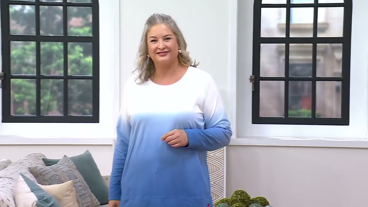 Denim & Co. French Terry Dip Dye Long Sleeve Tunic on QVC